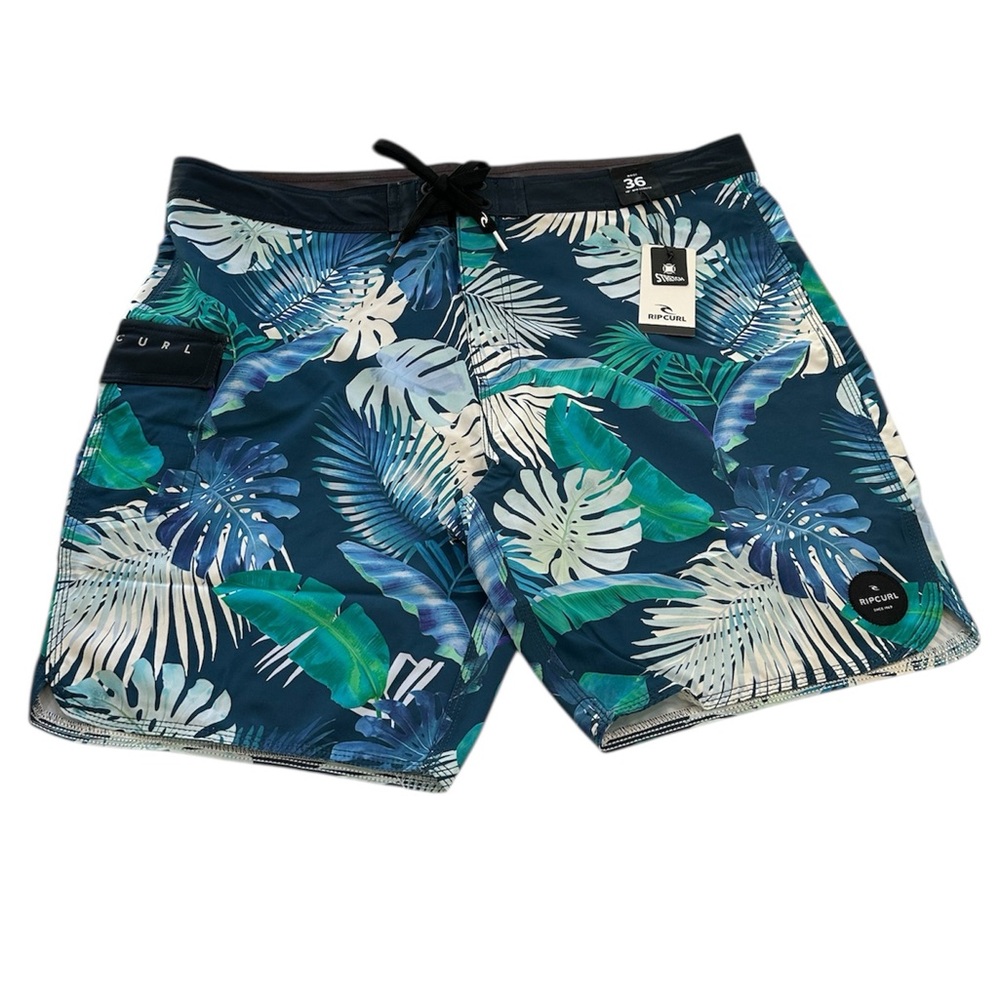 Rip Curl Board Shorts Swim Trunks 19” Blue Green Palm Bay Breeze NWT Size 36